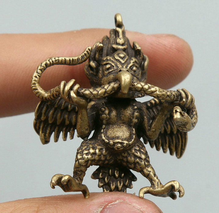 1.6″ Collect Nepal Tibetan Buddhism Bronze Garuda Dhwaja Buddha Amulet Pendant