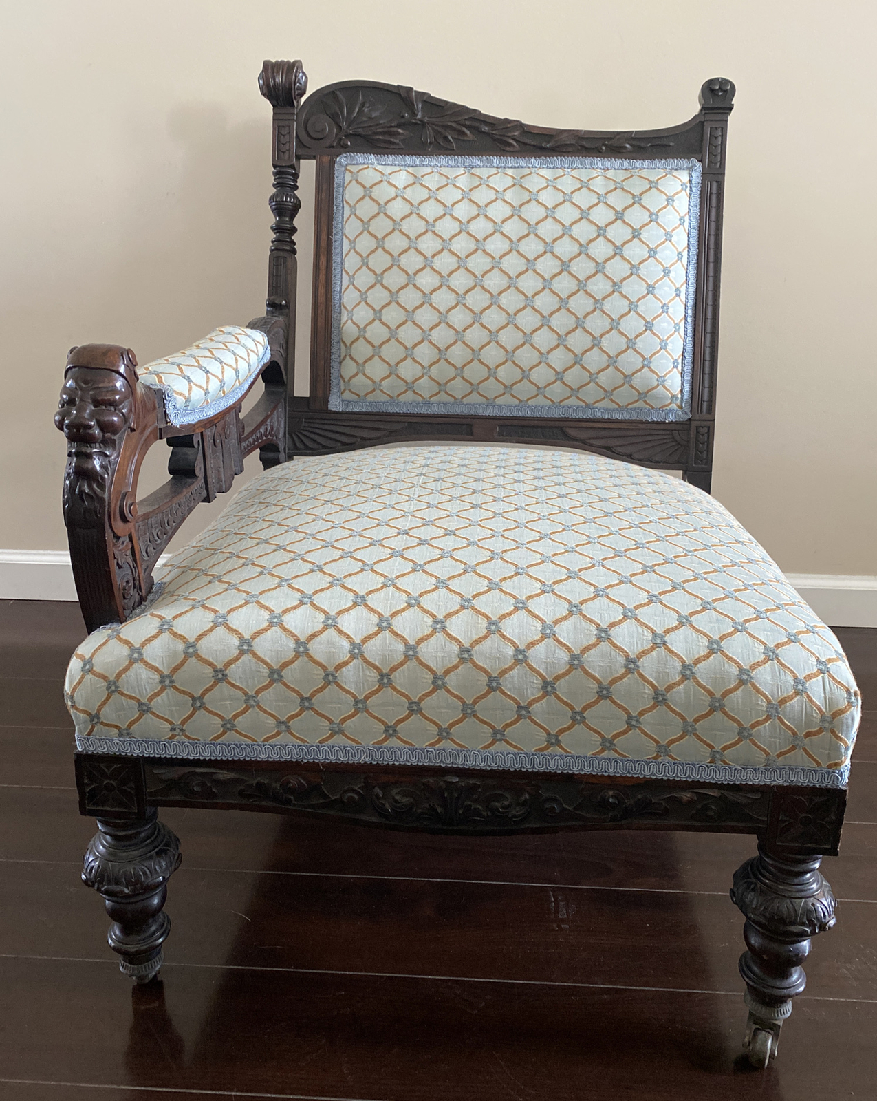 Herter Brothers Parlor Chair One Armed Ladies Rosewood Brocade 1890’s Antique