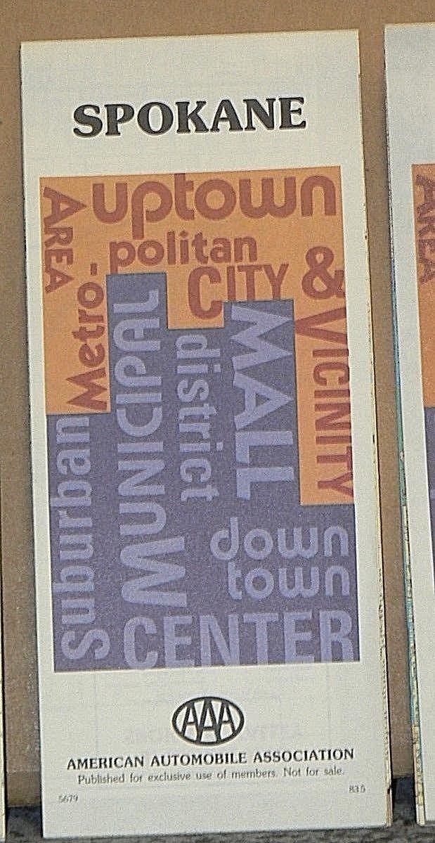 1983 AAA Street Map of the Spokane, Washington