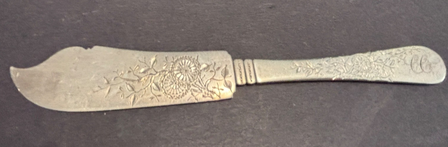MASTER BUTTER KNIFE Antique Wm Wilson & Son Sterling Silver Aesthetic Floral 41g