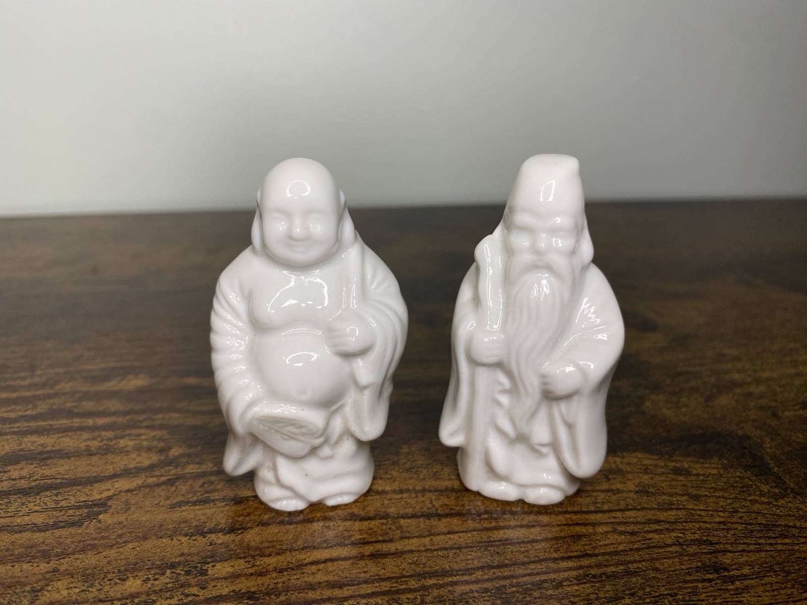 Vintage Blanc de Chine Porcelain Figurine Gods of Fortune Buddha Monk White