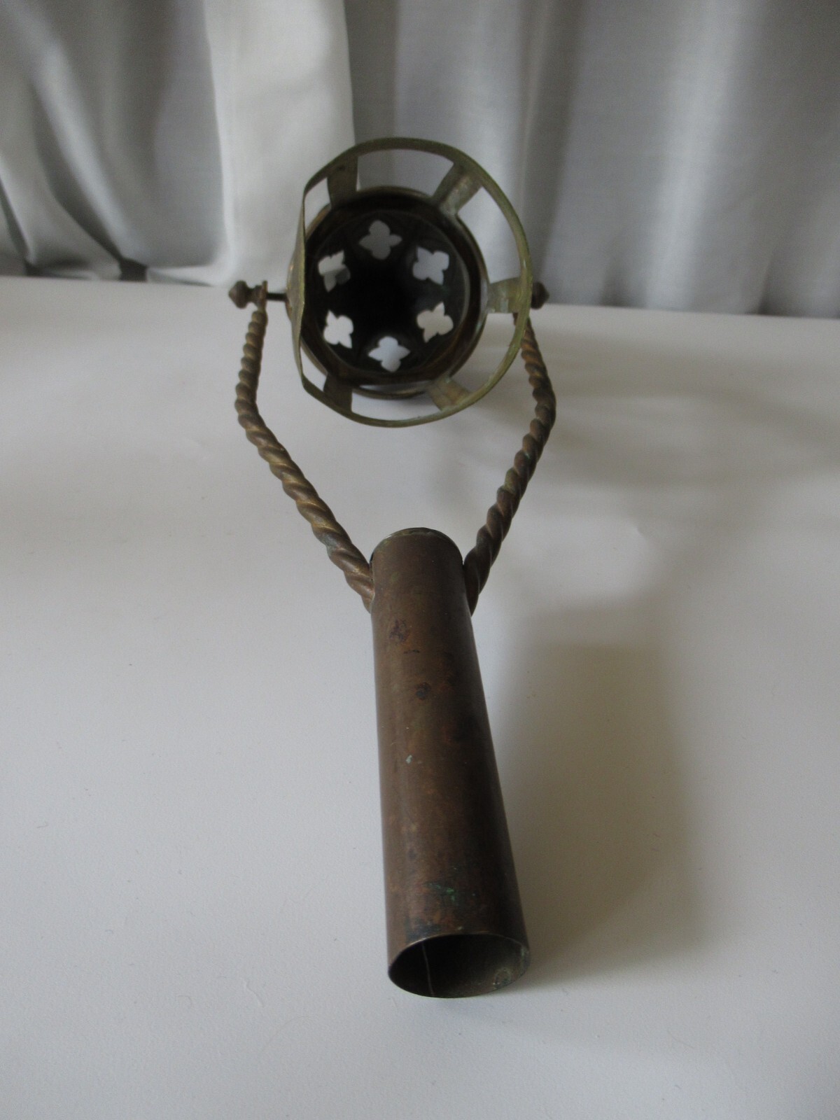 Antique brass Processional Lantern Fleur de lis French cross finial pole mount