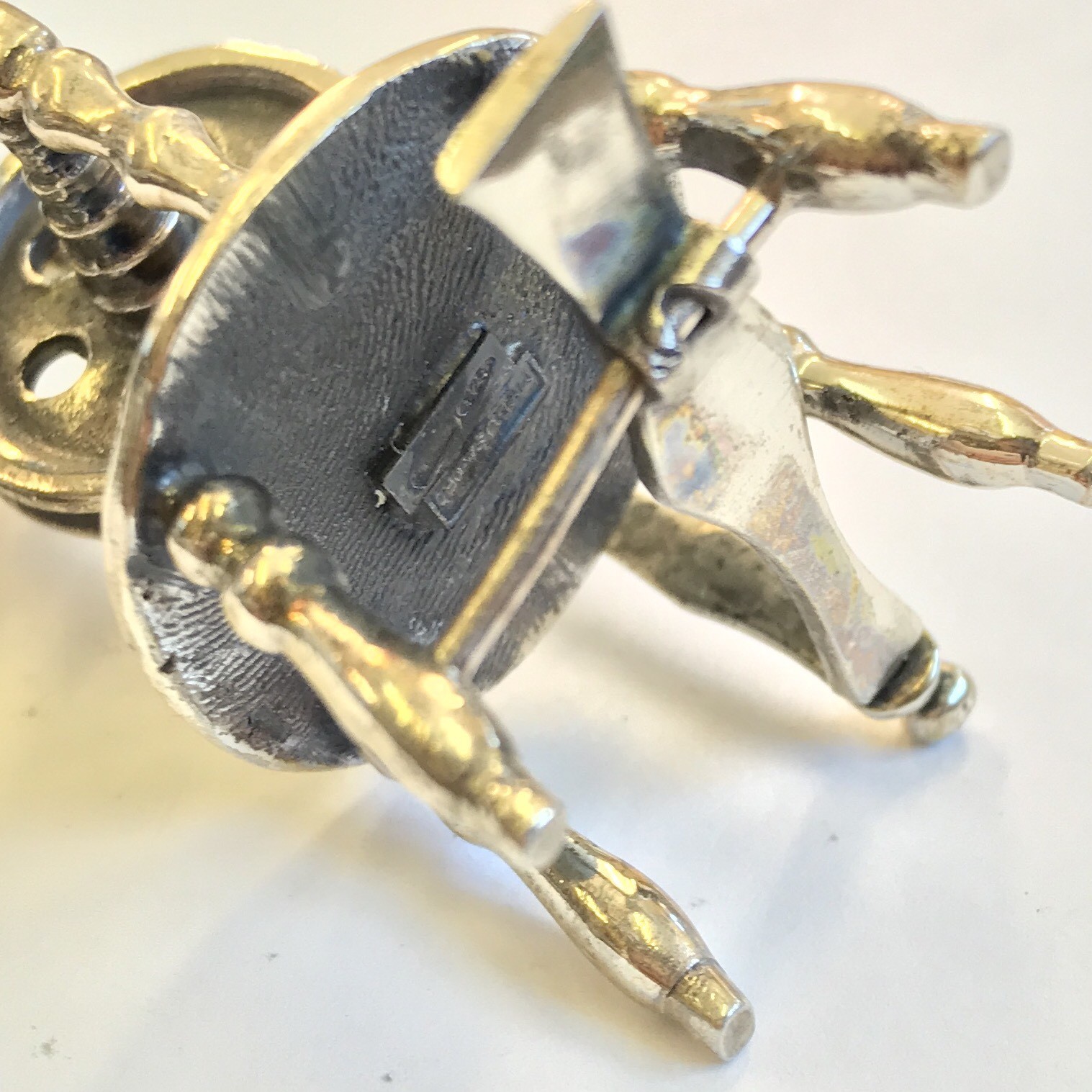 Vintage Solid Silver Miniature Spinning Wheel Antique Country Style Medusa Oro