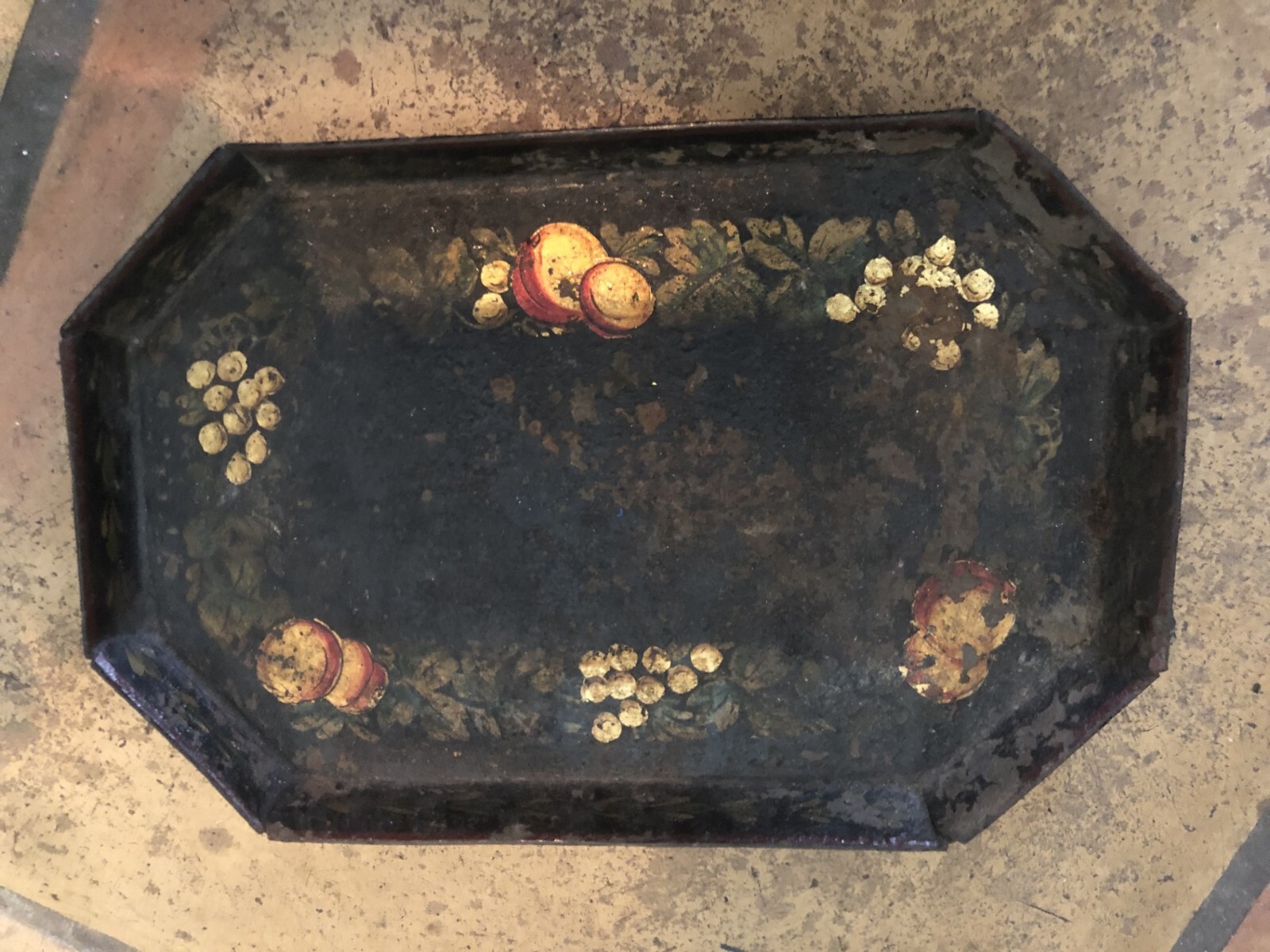19TH C TOLE PAINTED CANDLE TRAY PA ORIGIN 8 1/2X 5 1/2