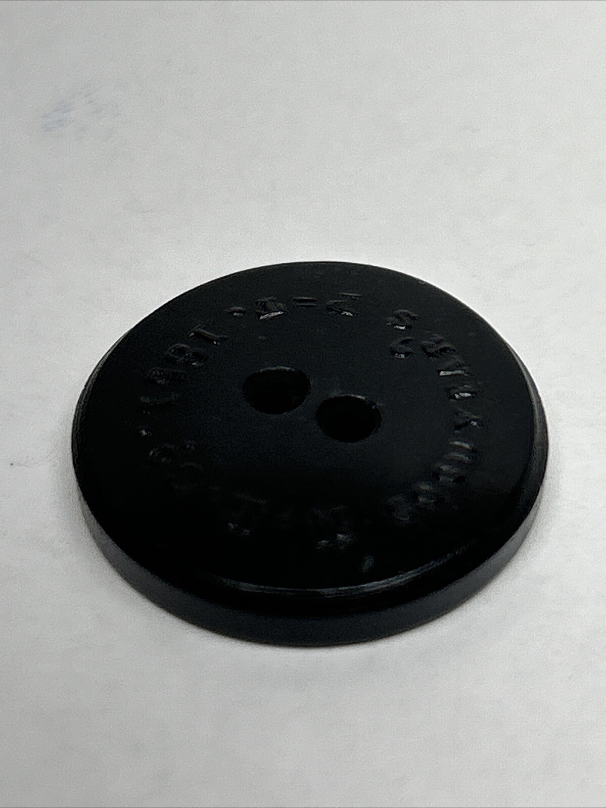 Vintage Sewing Button, Plastic, Goodyear’s P=T, 1851, N.R. Co.