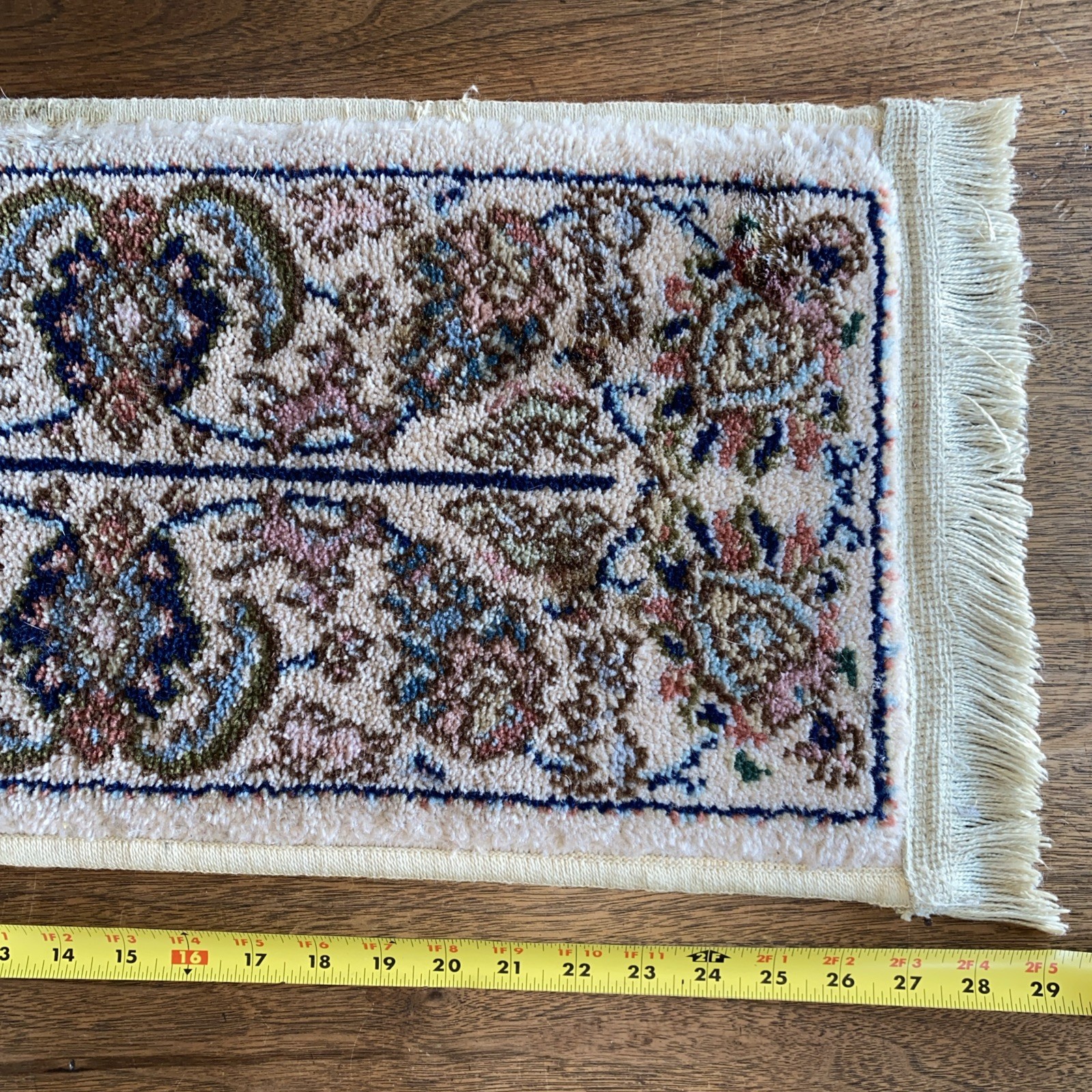 Wool Karastan Tabrizz Design Custom Sized Small Rug 13” x 29”