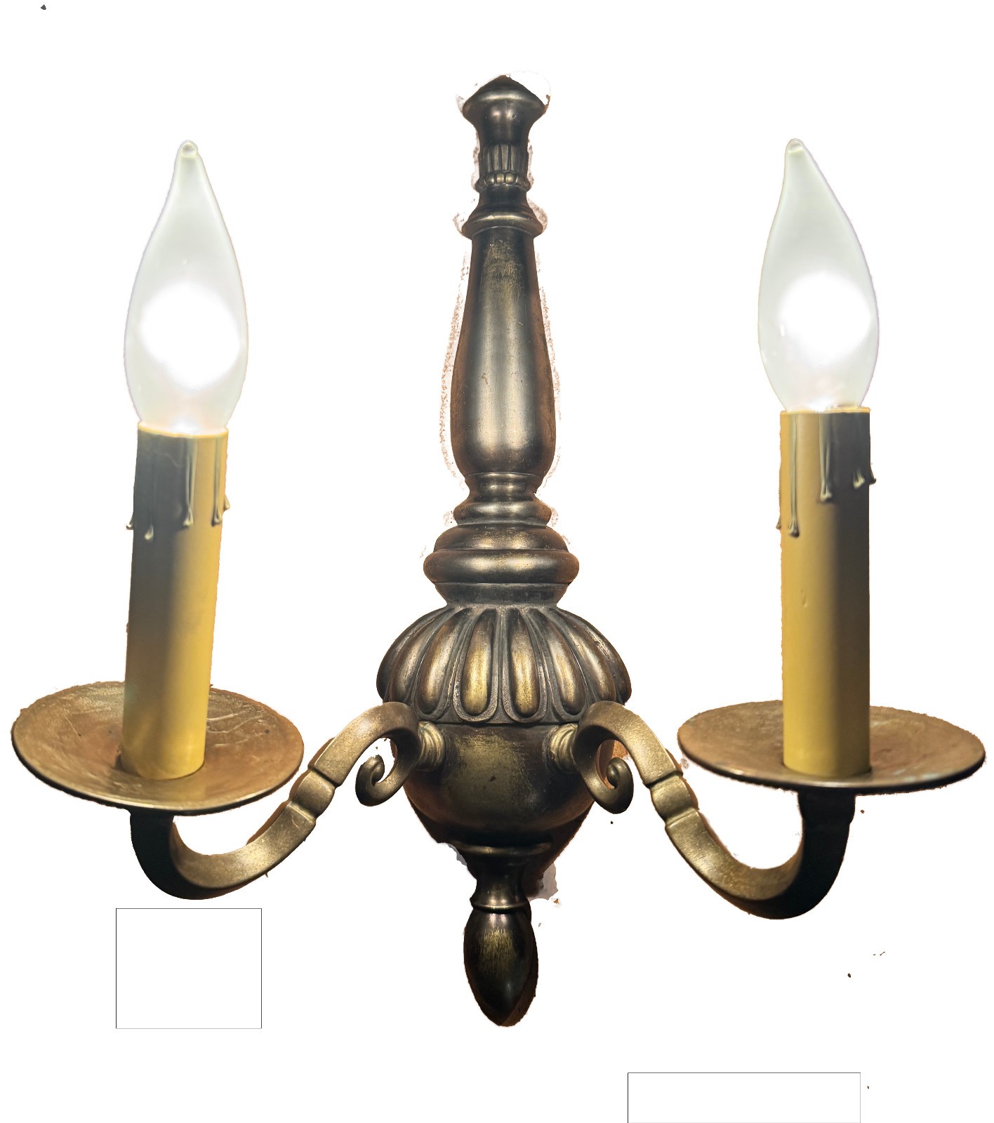 Gorgeous Antique Brass Flemish Two Arm Sconce Wall Light Fixture Rewired