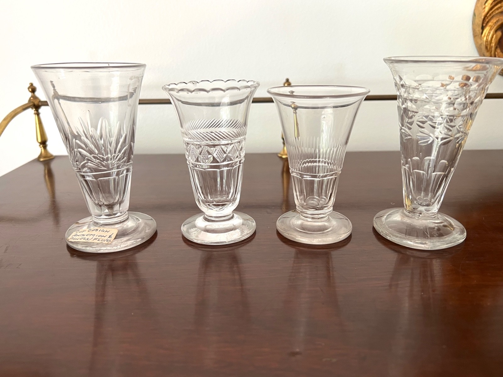 4 Late 1700s – Early 1800s Cut Glass Jelly Syllabub Glasses