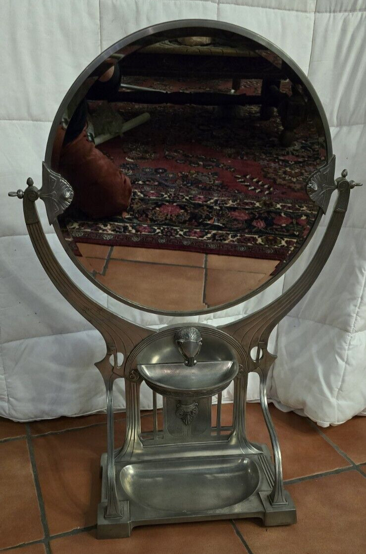 ANTIQUE 1900s Jugendstil Art Nouveau Deco Table Vanity Mirror WMF