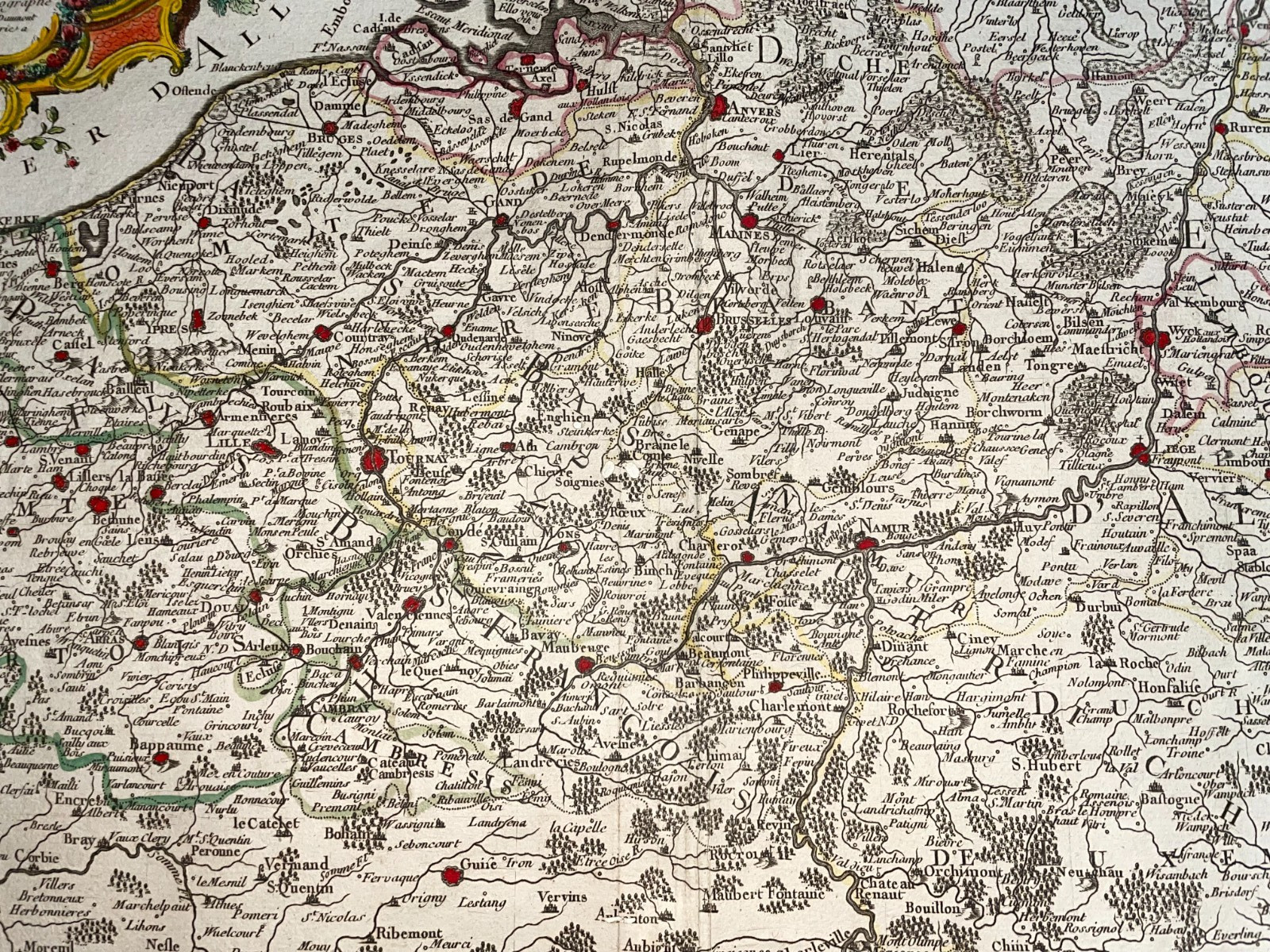 FLANDERS DATED 1756 J.B. NOLIN LARGE ANTIQUE ENGRAVED MAP 18TH CENTURY