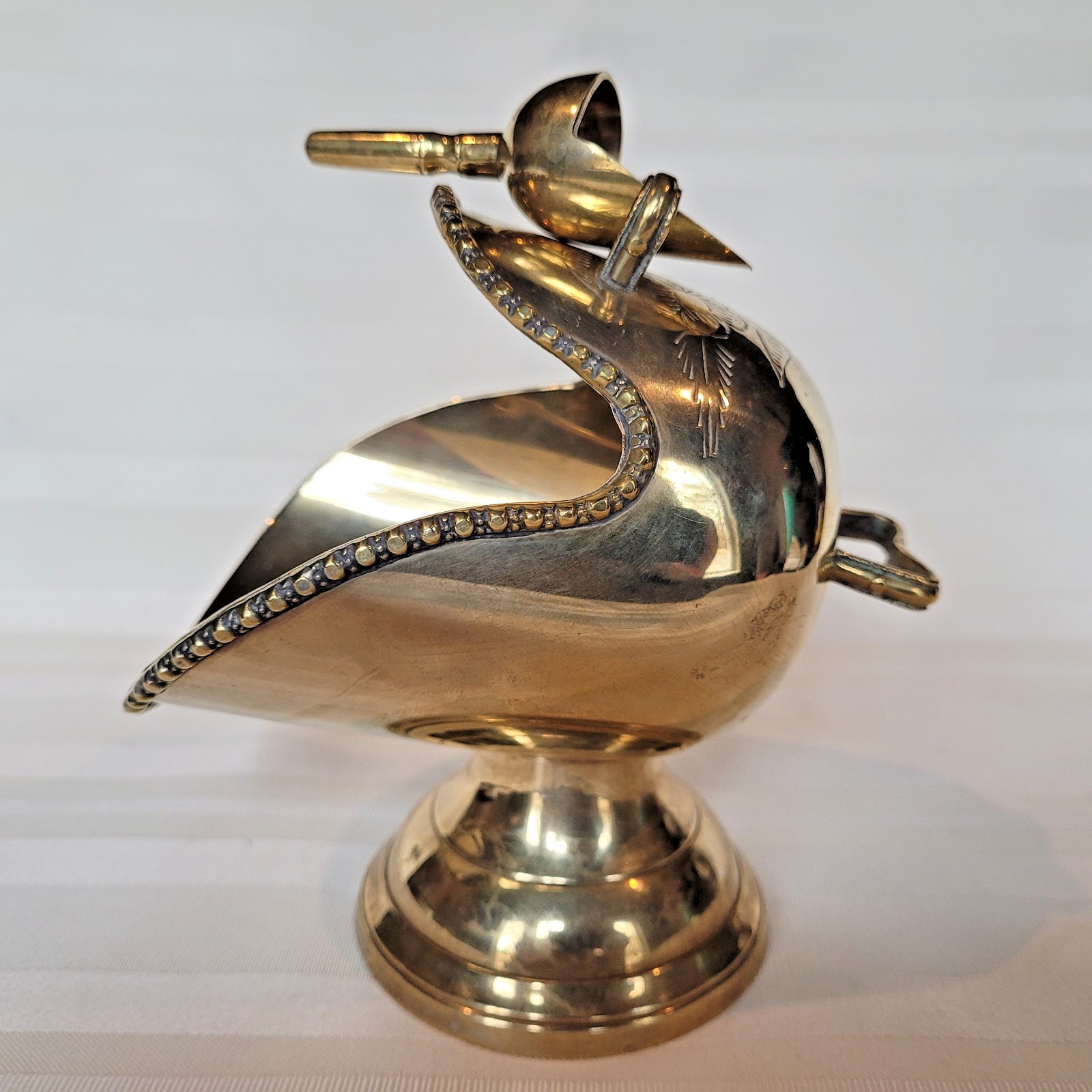 Vintage 2-Pc Sugar Scuttle with Scoop, Electroplated Nickel Silver, Gold Tone