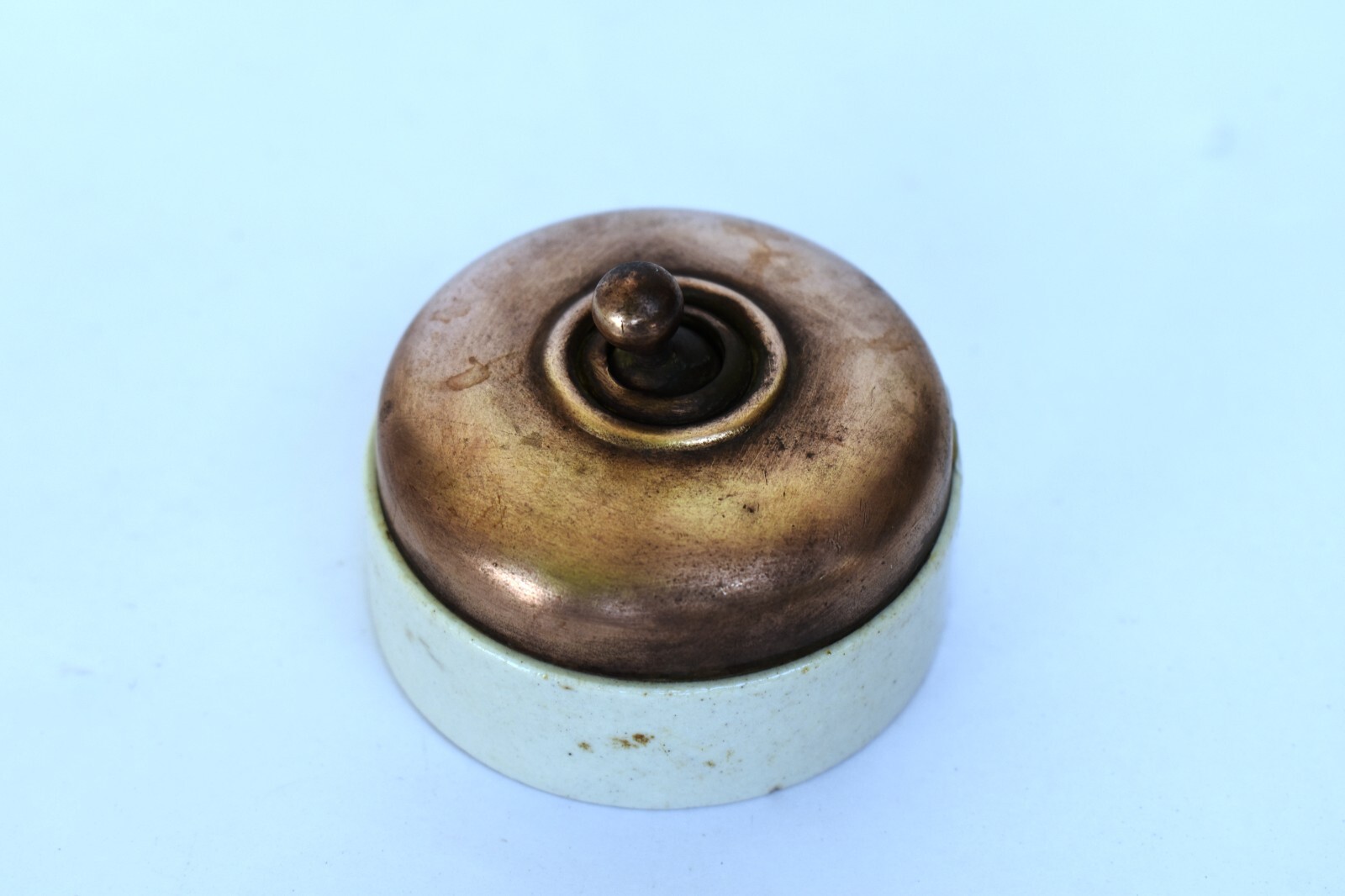 Vintage English Light Switch Electric Brass Ceramic British Made Vitreous Old”13