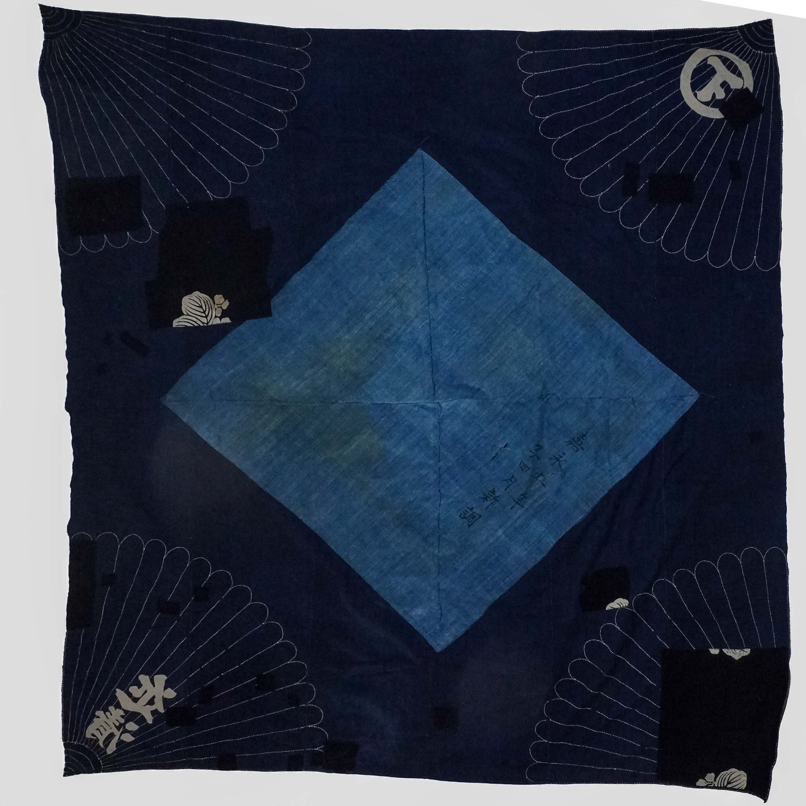 Antique Japanese Boro Indigo Cotton Textile Kaei Era Sashiko Furoshiki 1850s