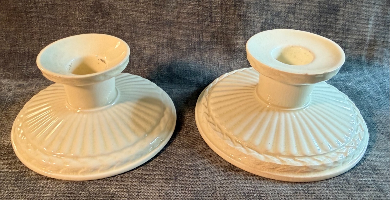 Two Earlier Wedgwood Edme 2″ Banquet Style Candleholders 1908 – 1930s