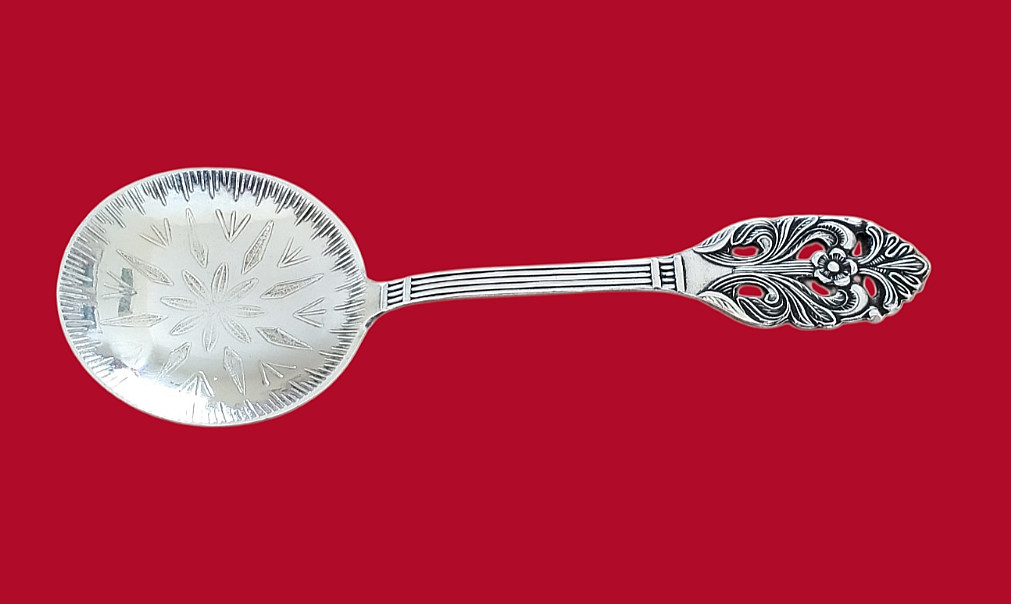 Viking Rose Sweden EPNS Silverplate Bon Bon or Nut Spoon #13554