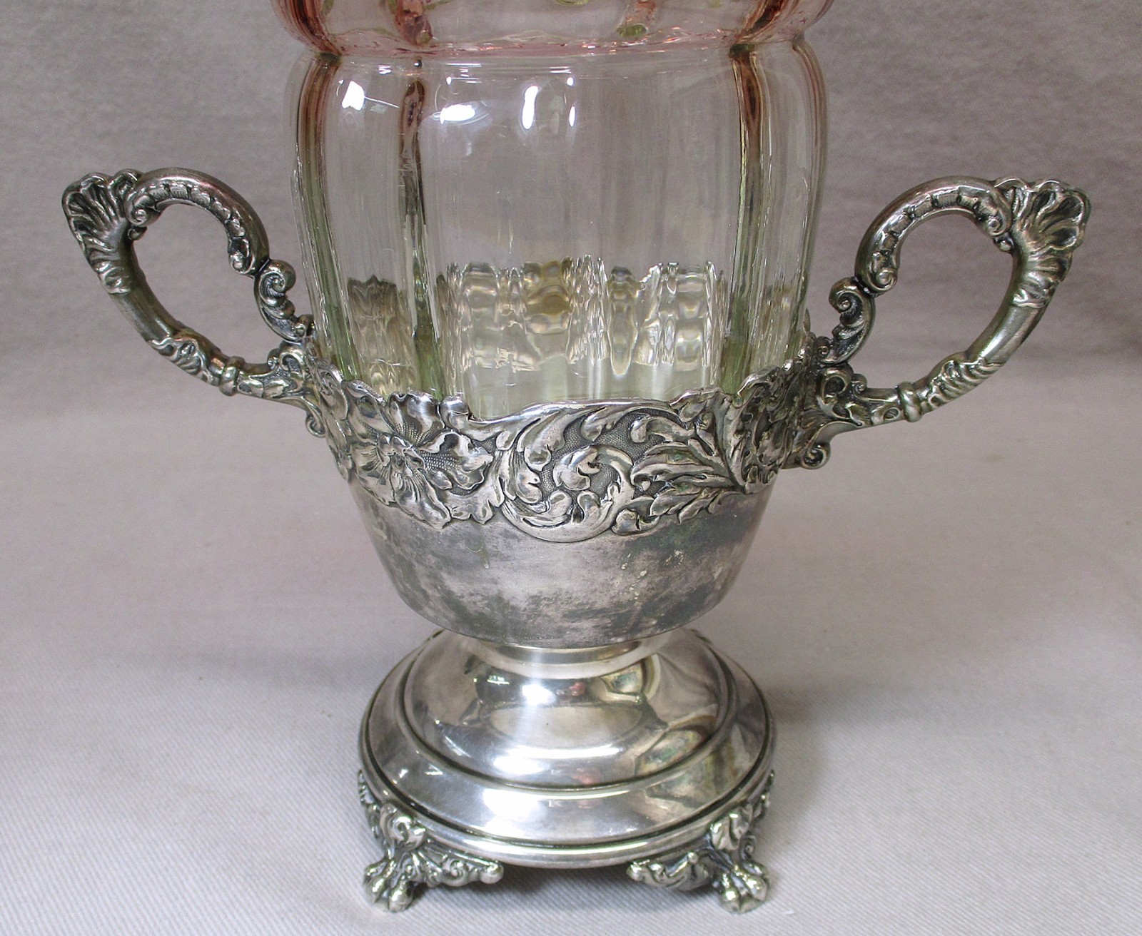 Victorian Pairpoint Mfg. Co Silverplate & Rubina Art Glass Celery Stand & Vase