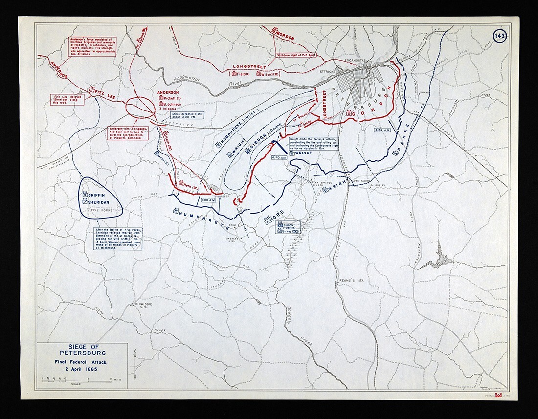 West Point Civil War Map Battle Siege Petersburg VA Final Federal Attack April 2