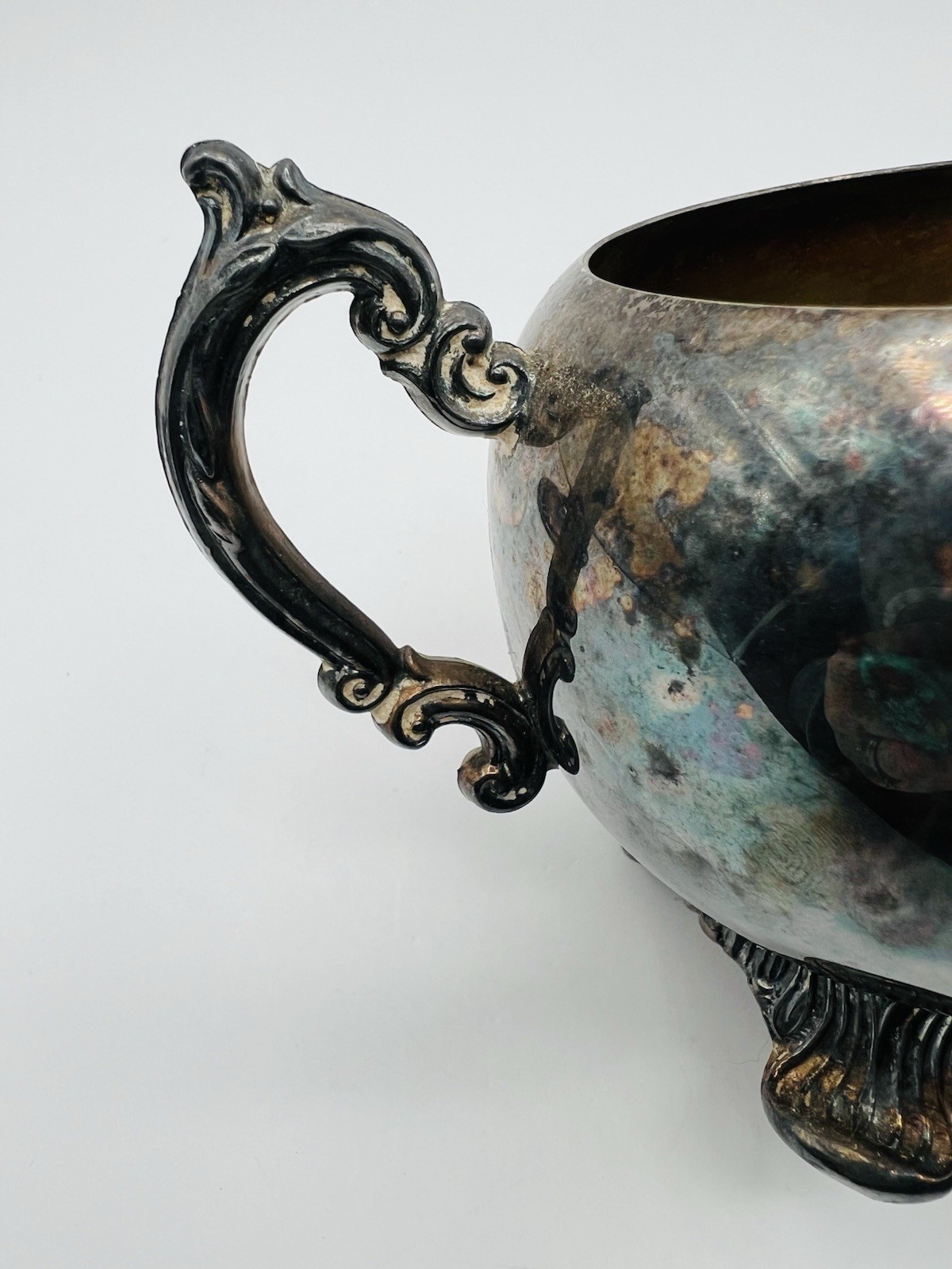 VTG F.B. Rogers Silver Co. 1883 Ornate Footed Silverplate CREAMER with Lid