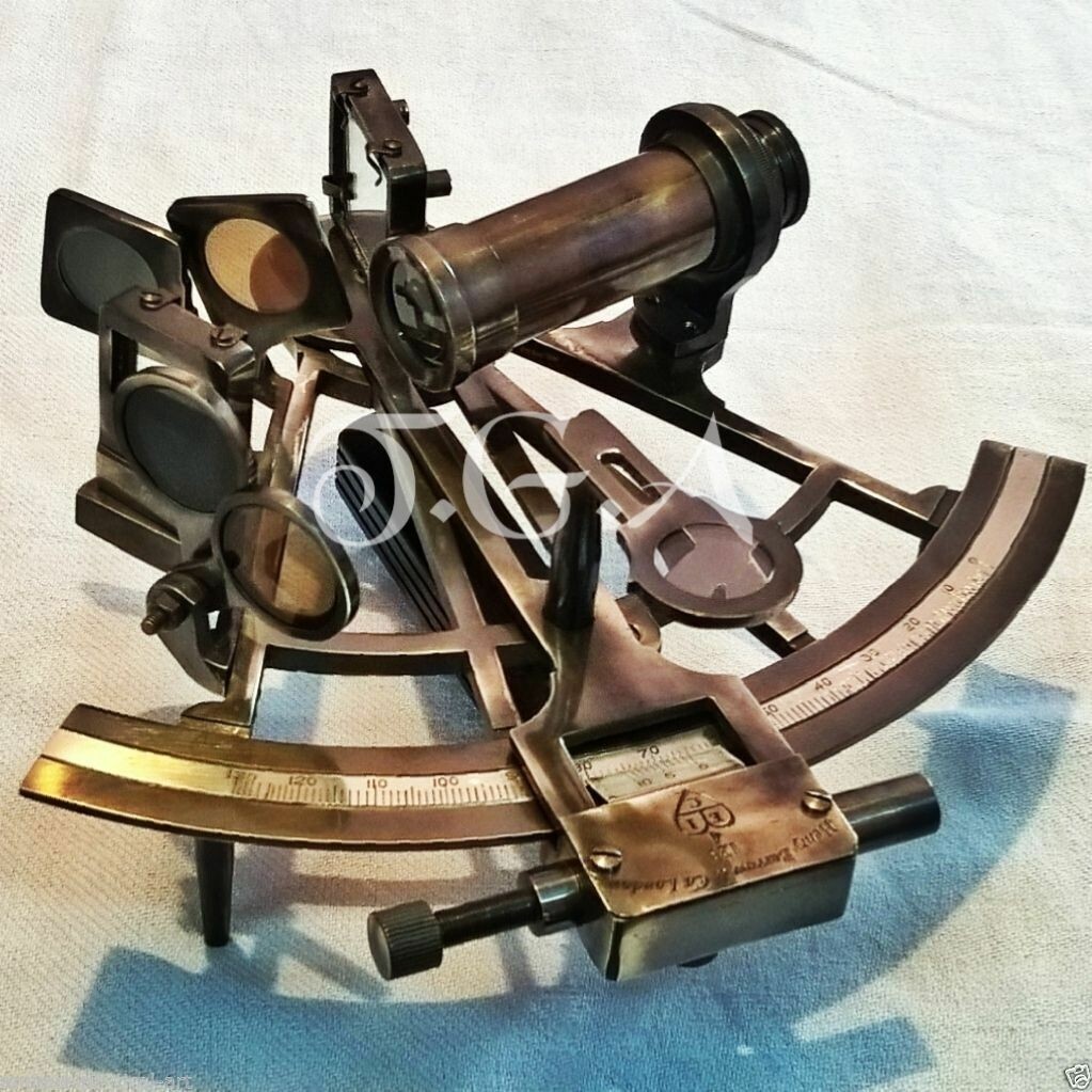 8″ Antique Finish Brass Nautical Hennery Barrow & CO. London Maritime Sextant