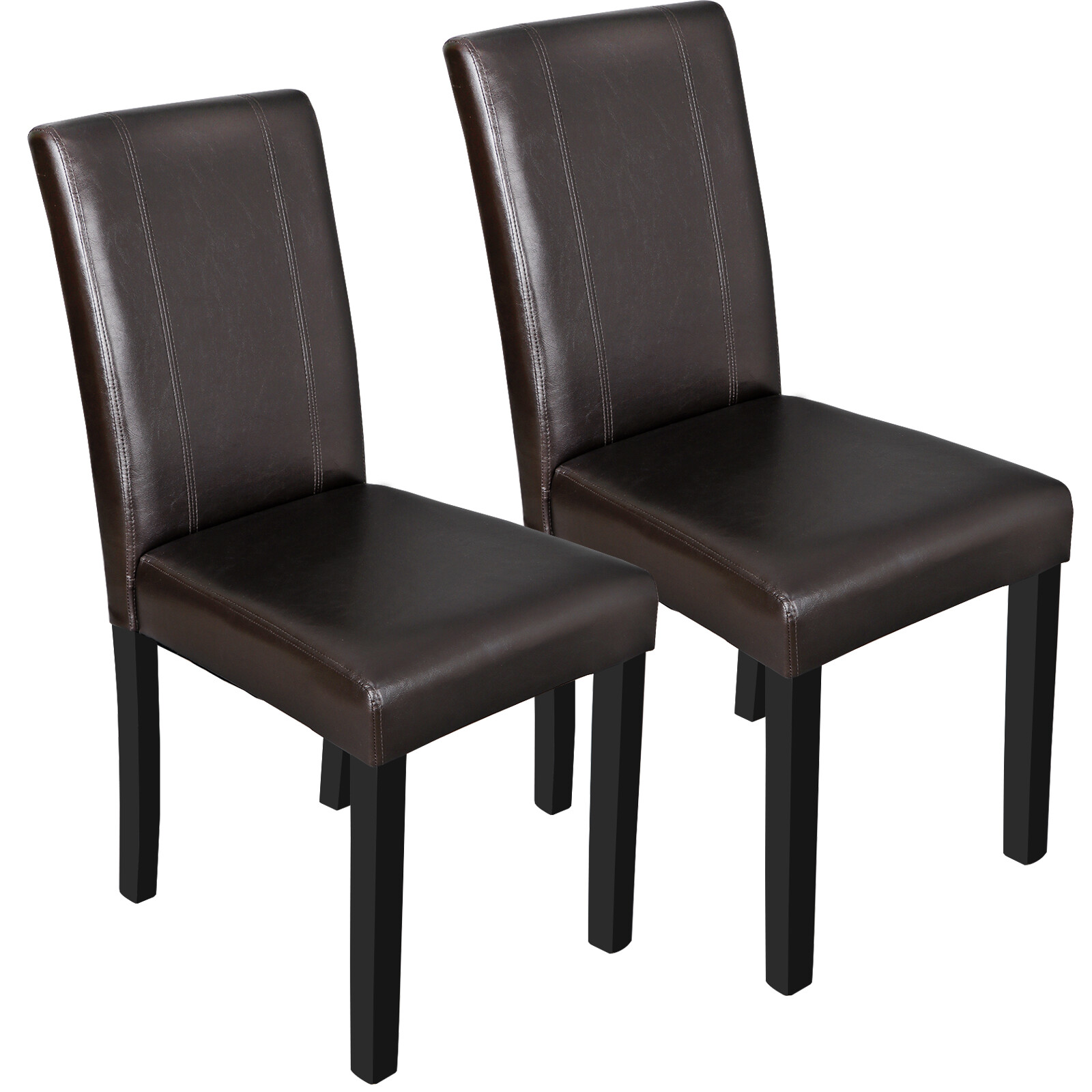 Modern Dining Chairs PU Leather Armless Side Chairs for Kitchen with Wood Legs