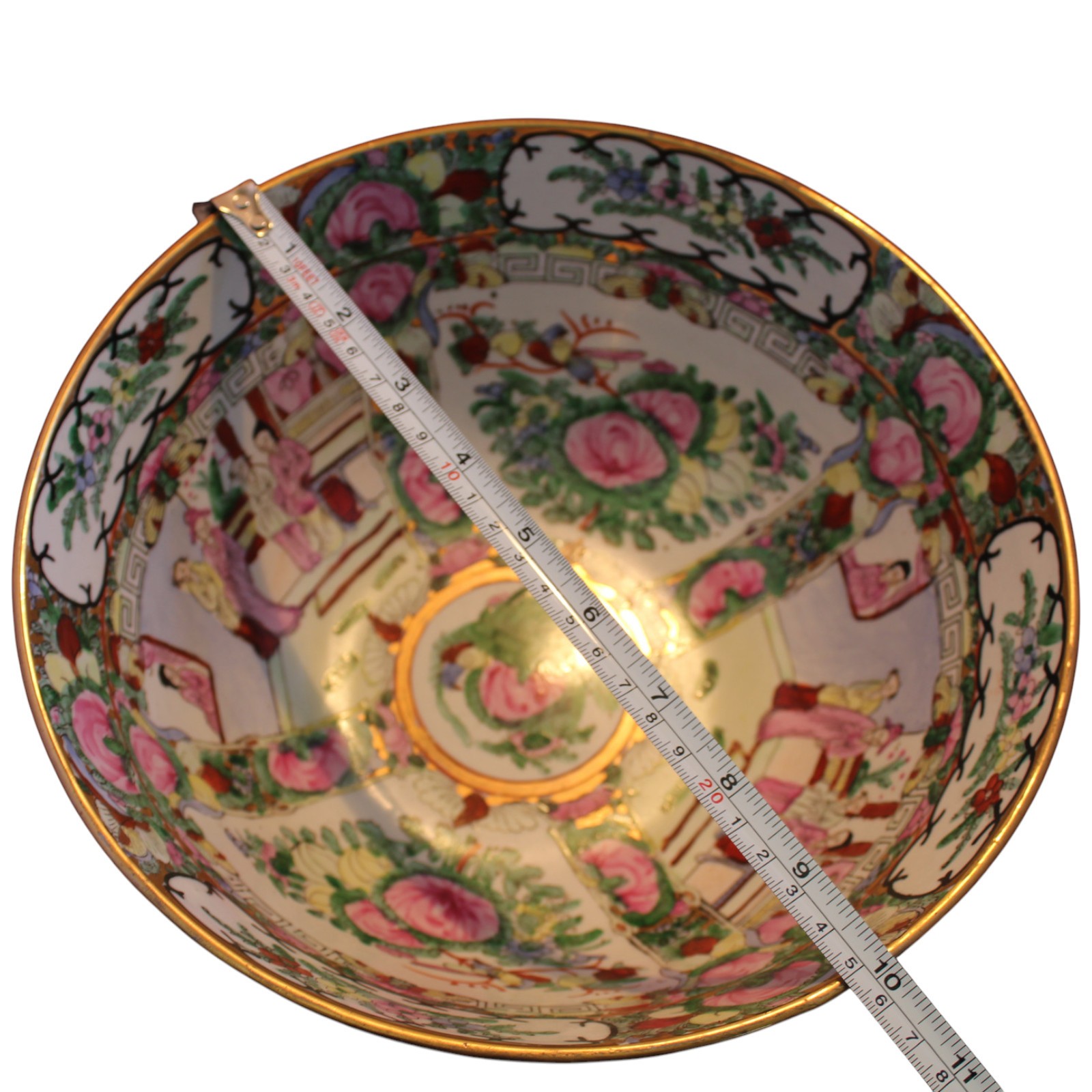 Textured Antique 19th Century Chinese Rose Pink Medallion Bowl 10″W, $.5″H