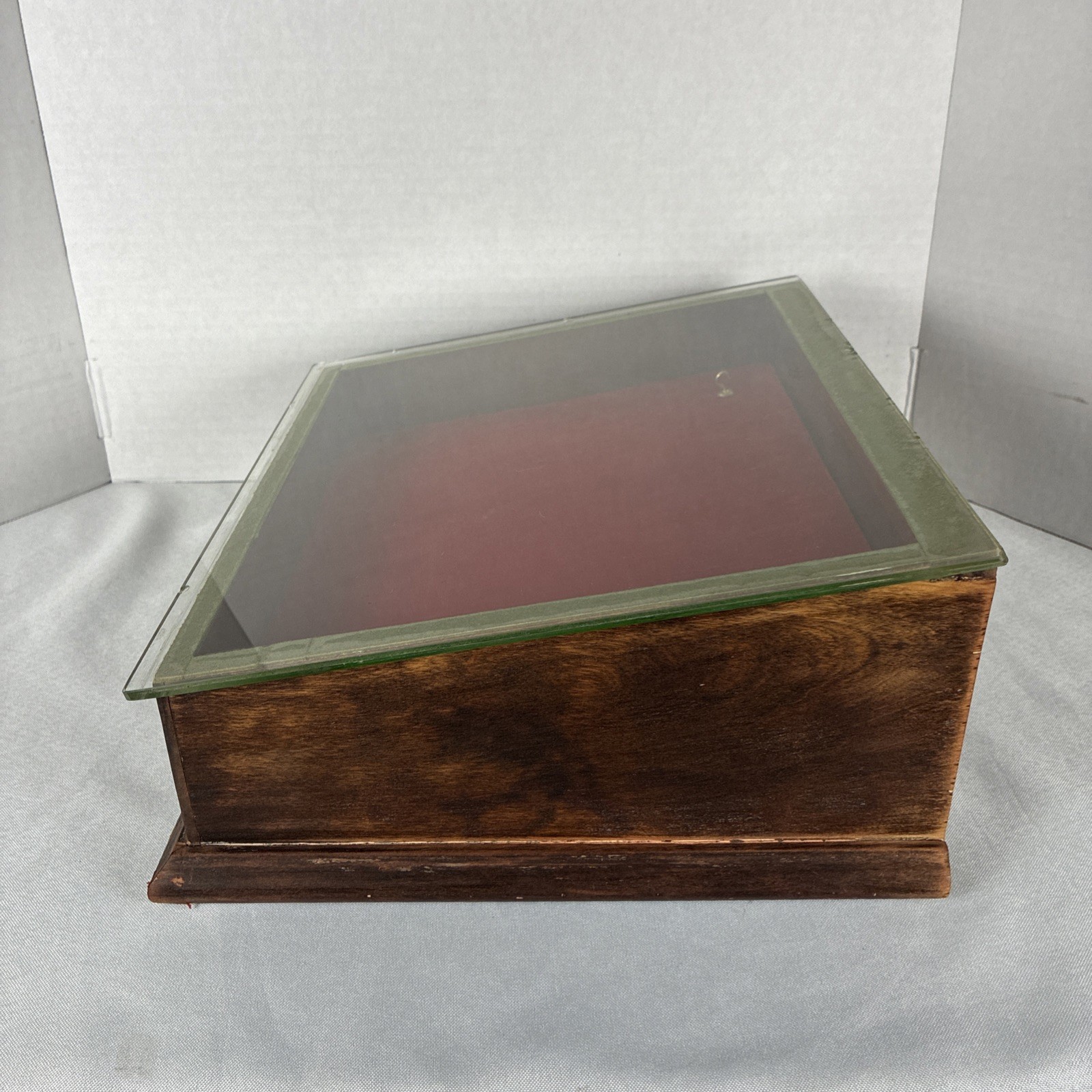 Antique Wood Glass Display Case Red velvet Table Top Kendallville, Indiana