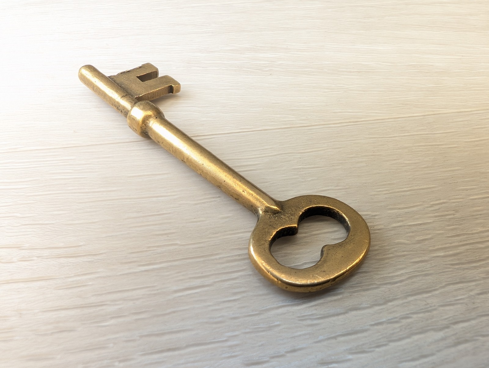 Vintage Solid Brass Skeleton Key 2.5″ Long Tarnished Art Deco Victorian