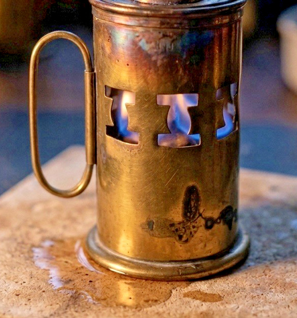 Vintage Brass Spirit Burner Alcohol Stove Warmer w Removable Insert