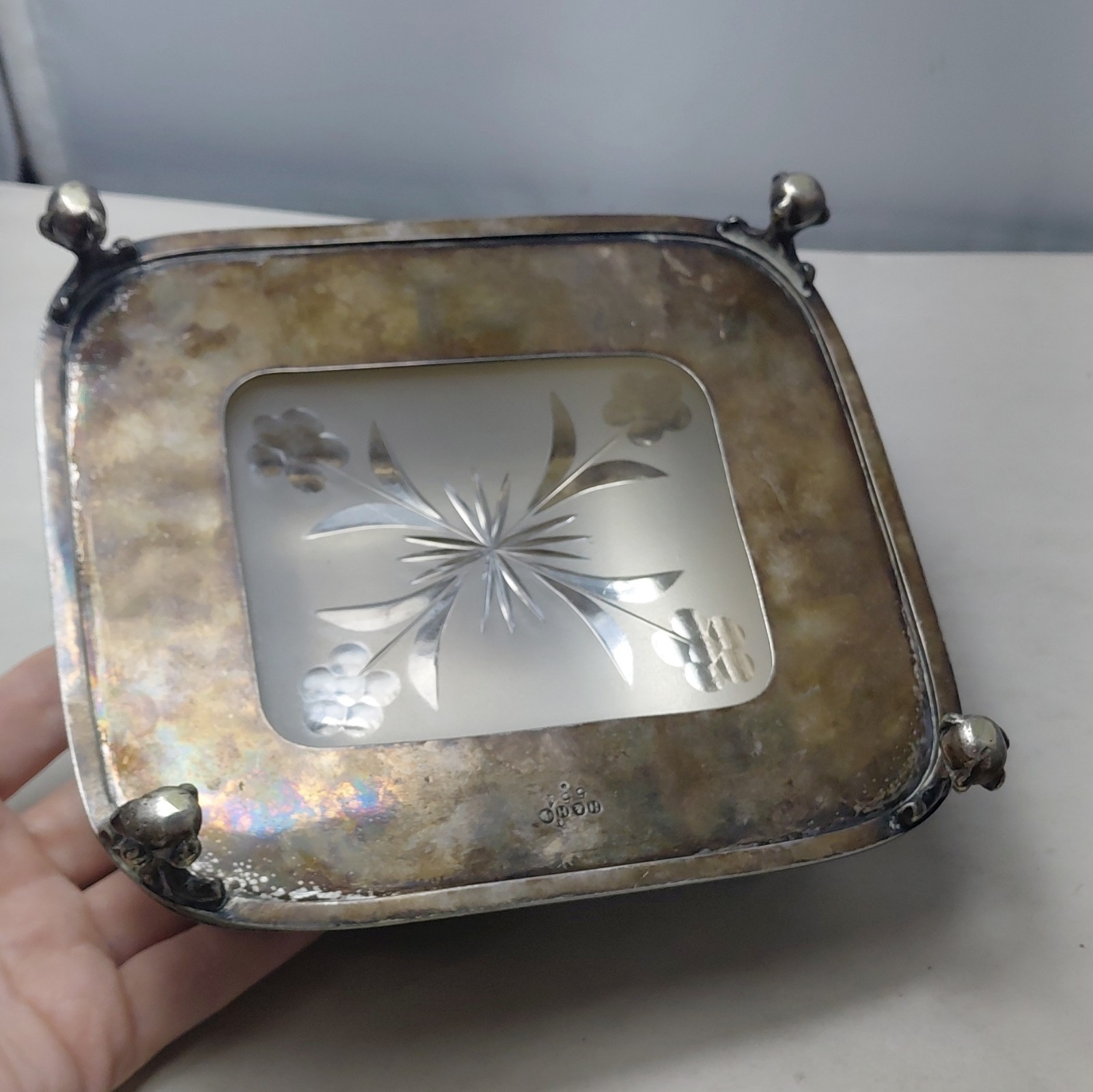 Hukin & Heath Silverplate Victorian Floral Art Nouveau Footed Dish w/ Lid