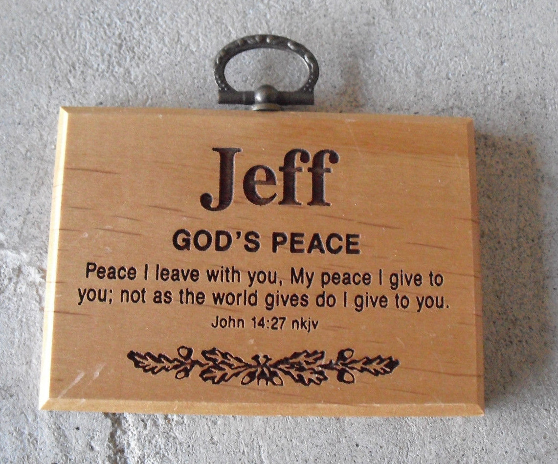 Small Wood Jeff Religious Motto Wood Wall Hanging 2 1/2 x 3 1/2 Inches Look