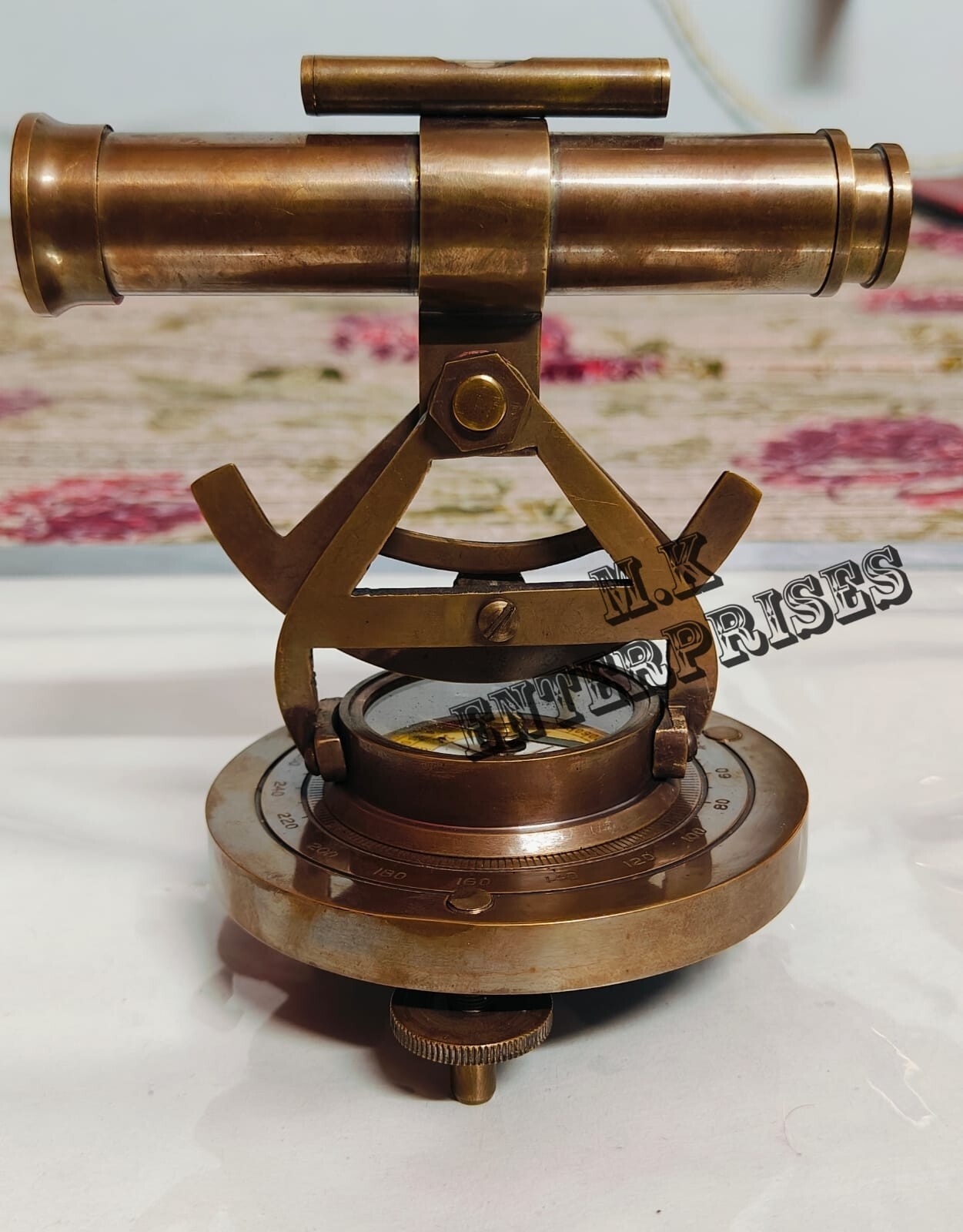 Brass Alidade 5.5 Decorative Telescope with Base Compass Gifts