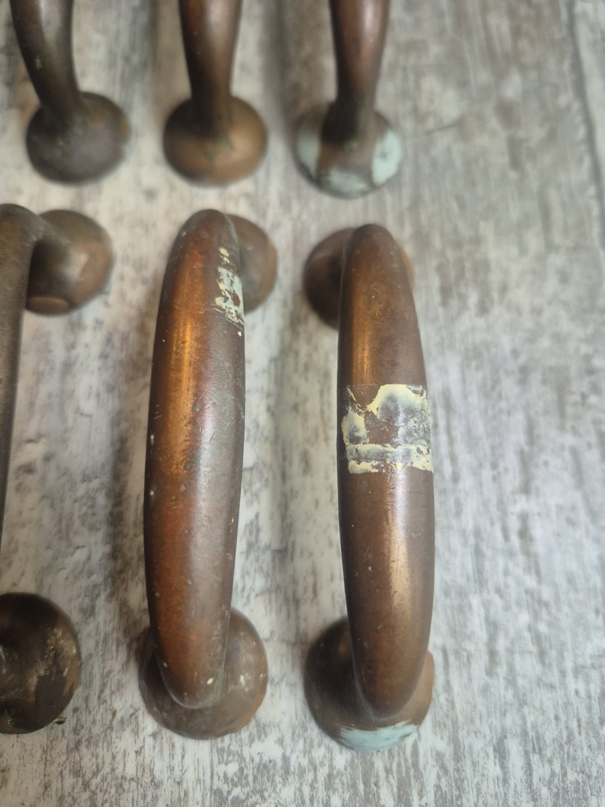 8 Antique Solid Brass Drawer Pulls Hardware Architectural Salvage 3″ Centers