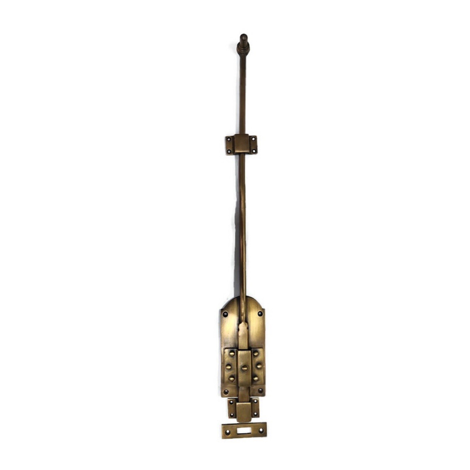 2 Large Flush Door Bolts Heavy Solid Brass French Antique Style Slide Bolts 20″