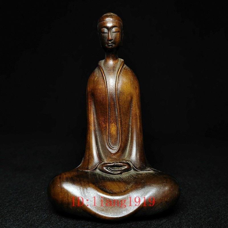 3.8 Inch Boxwood Hand carved China Northern Wei Dynasty Buddha Buddhism Statue