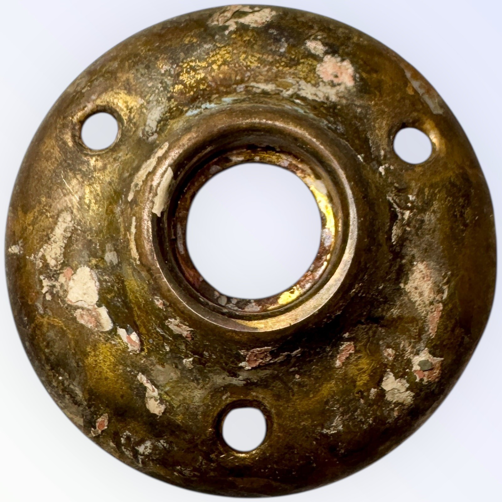 Antique Door Knob Back Plate Collar Round Brass Rosette 2”