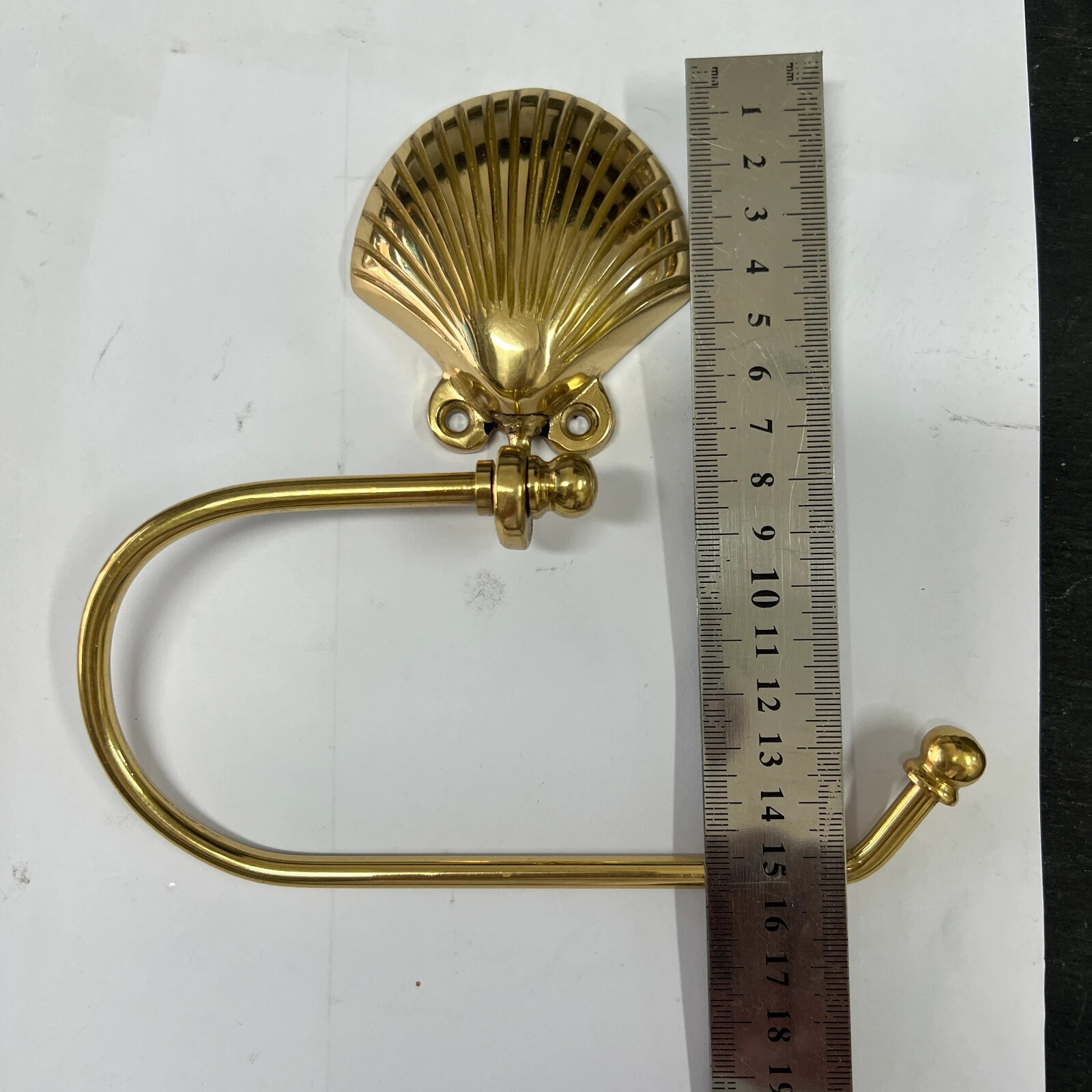 Solid Brass SCALOP shell shape Toilet Paper Holder 6 inches x 7 inches