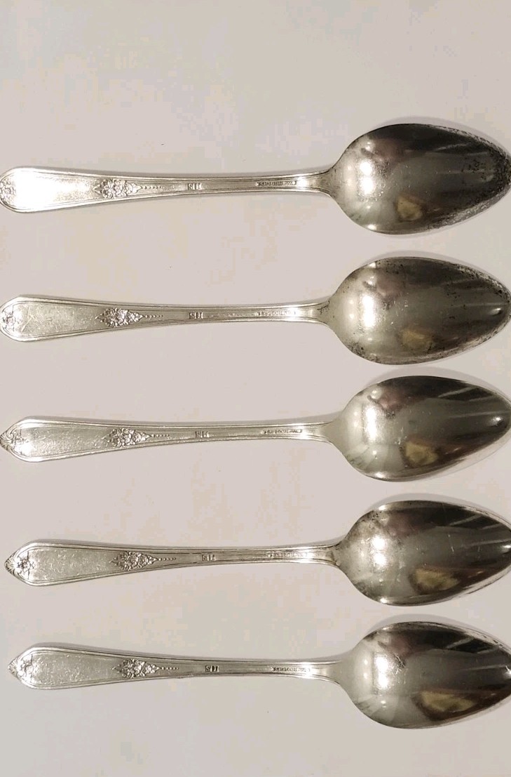 Five 1937 Rogers Silverplate Cotillion Collection Serving Spoons
