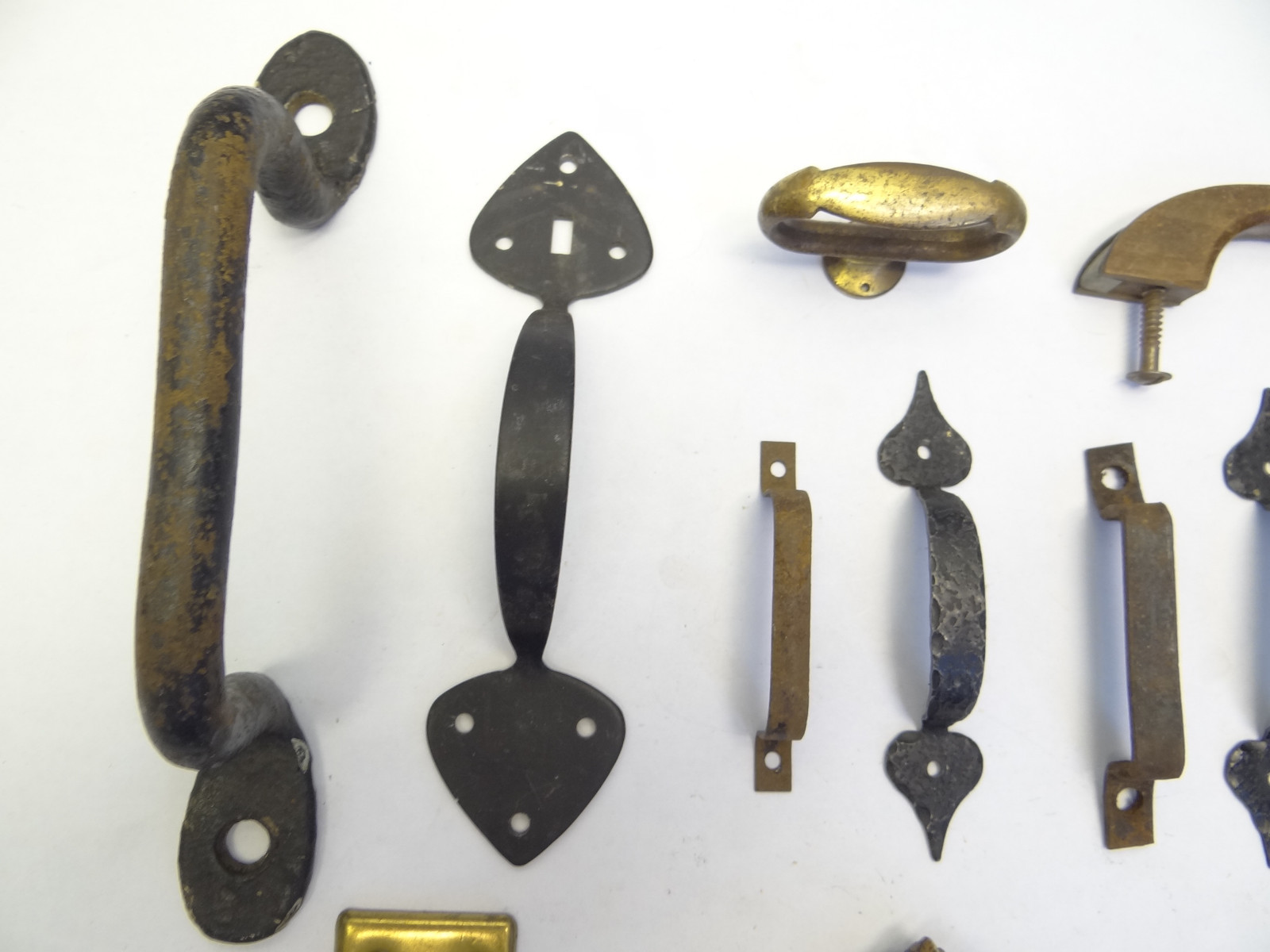 Antique Vintage Mixed Lot Wood Metal Iron Brass Cabinet Door Pulls Handles Parts