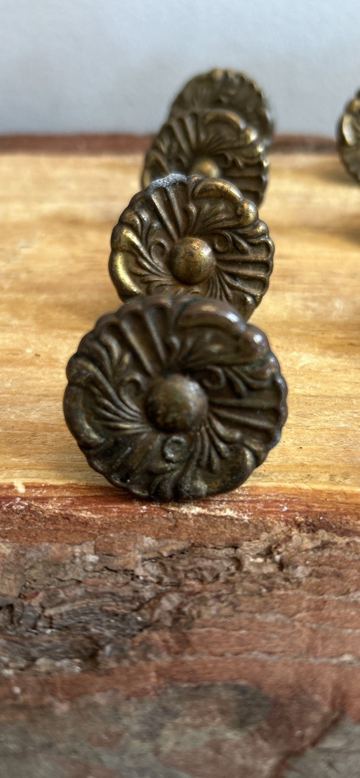 Vtg, Bronze, French Provincial Drawer/Cabinet Knob, Floral Round, Lot of 8