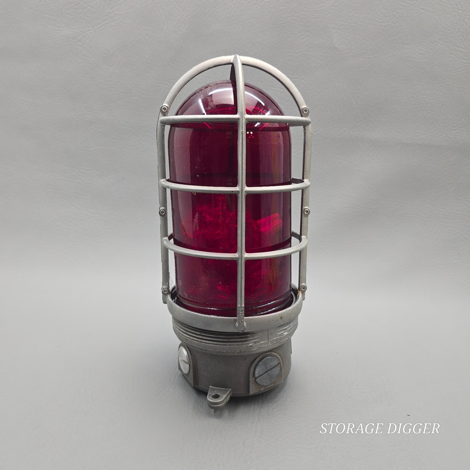 VTG Stonco Old Maritime Bulkhead Ceiling Light Aluminum Fixture Red Glass Lens