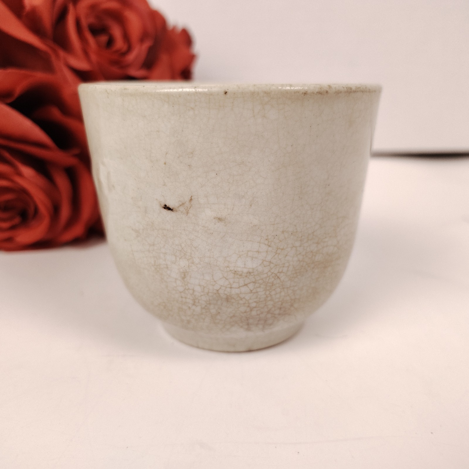 Antique Ceramic Rustic Cracked Glaze Pottery Cup 119 Year Old Family Heirloom