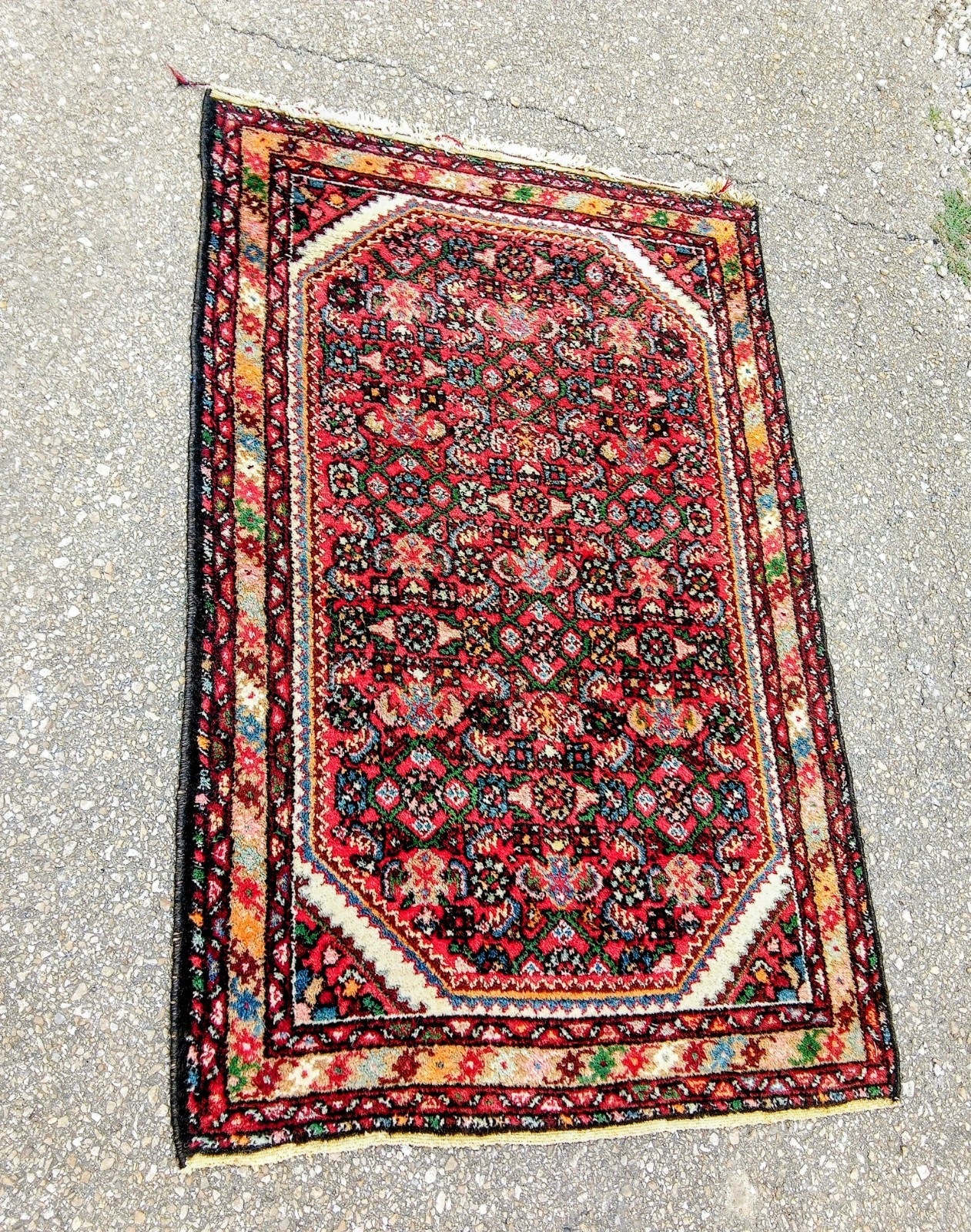 Vintage Tribal Hamedan Oriental Rug Hand Knotted Wool 3X4FT Multi colored
