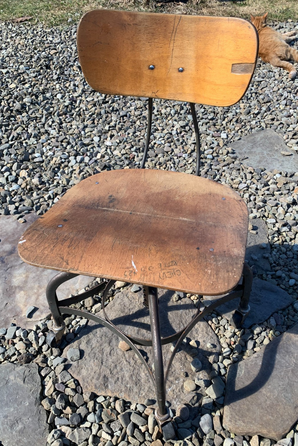 VINTAGE TOLEDO DRAFTING STOOL MACHINE AGE INDUSTRIAL STOOL STEAMPUNK UHL STEEL