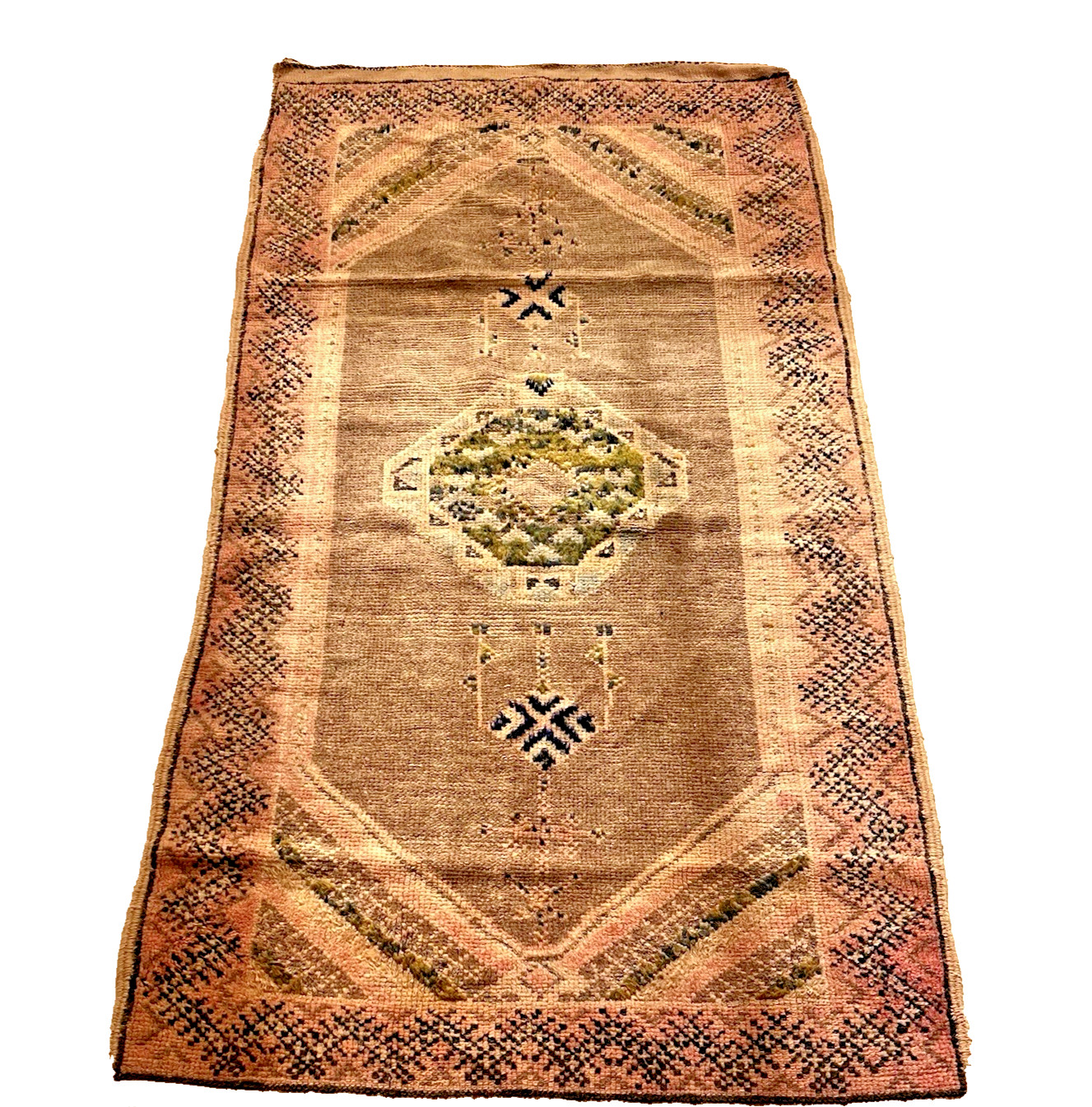 Vintage Rug Moroccan Handmade Rug 100% Natural wool 85x170cm Handknotted (video)