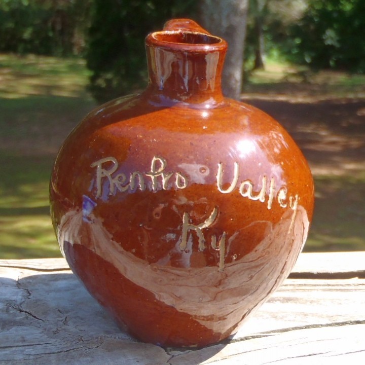 Vintage 1920’s Brown Gloss Glaze RENFRO VALLEY KY. Ovoid Pottery SCRATCH JUG NR