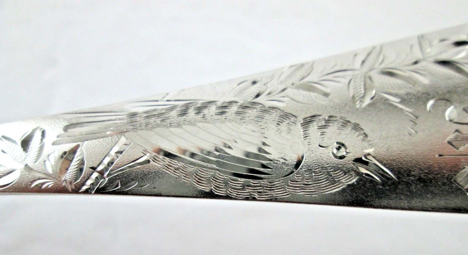 NIGHTINGALE by Gorham Sterling Fish Server Brite-Cut 10 1/2″ Bird Depicted