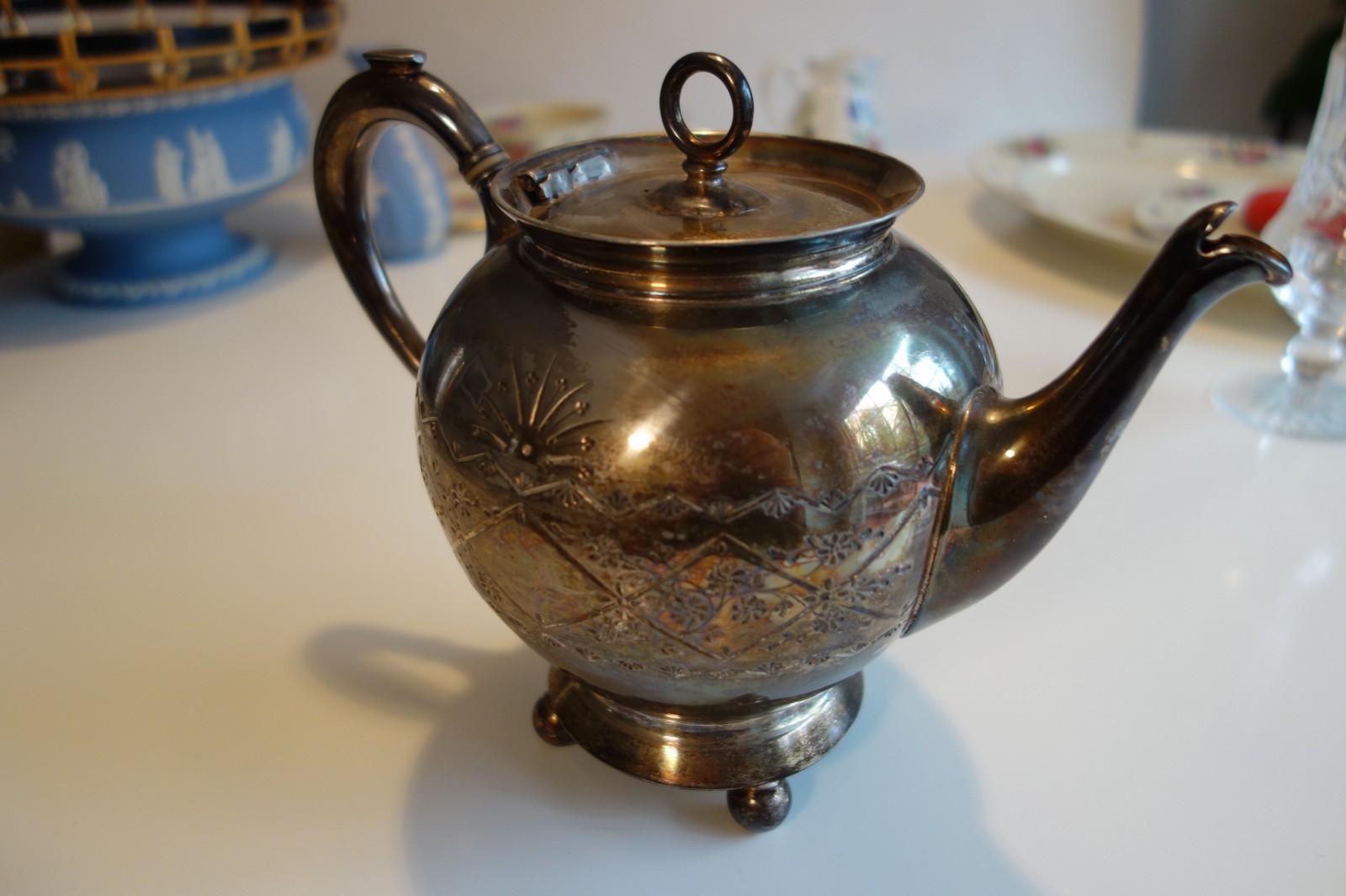 Antique Silverplate Tea / Coffee Set by Meriden B Company 1906 Pot,Sugar,Cream
