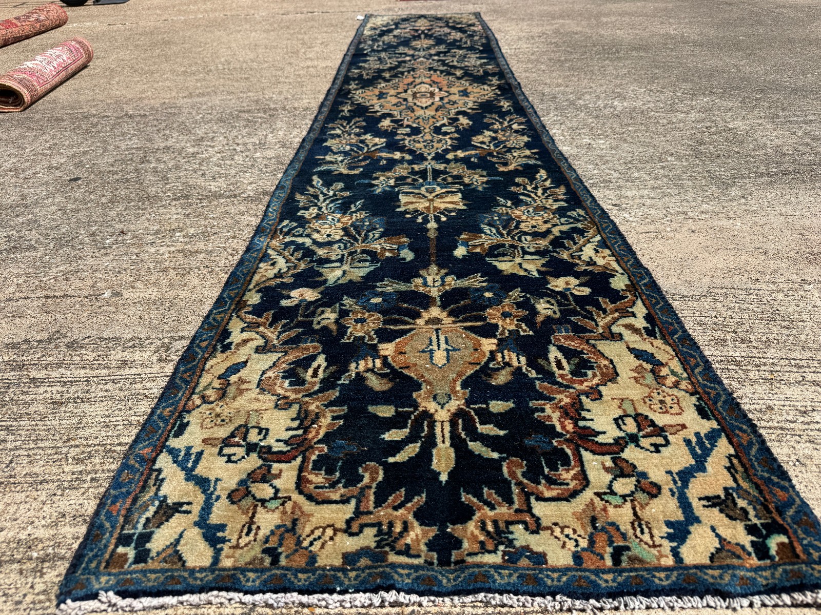 2×11 BLUE VINTAGE RUNNER RUG HAND-KNOTTED ANTIQUE ORIENTAL handmade navy 2×12 ft