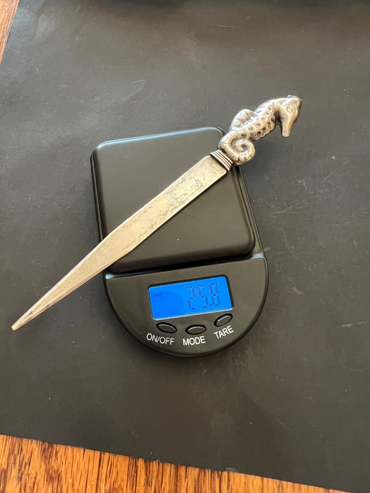 Mexican sterling seahorse letter opener Taxco 25.8 Grams