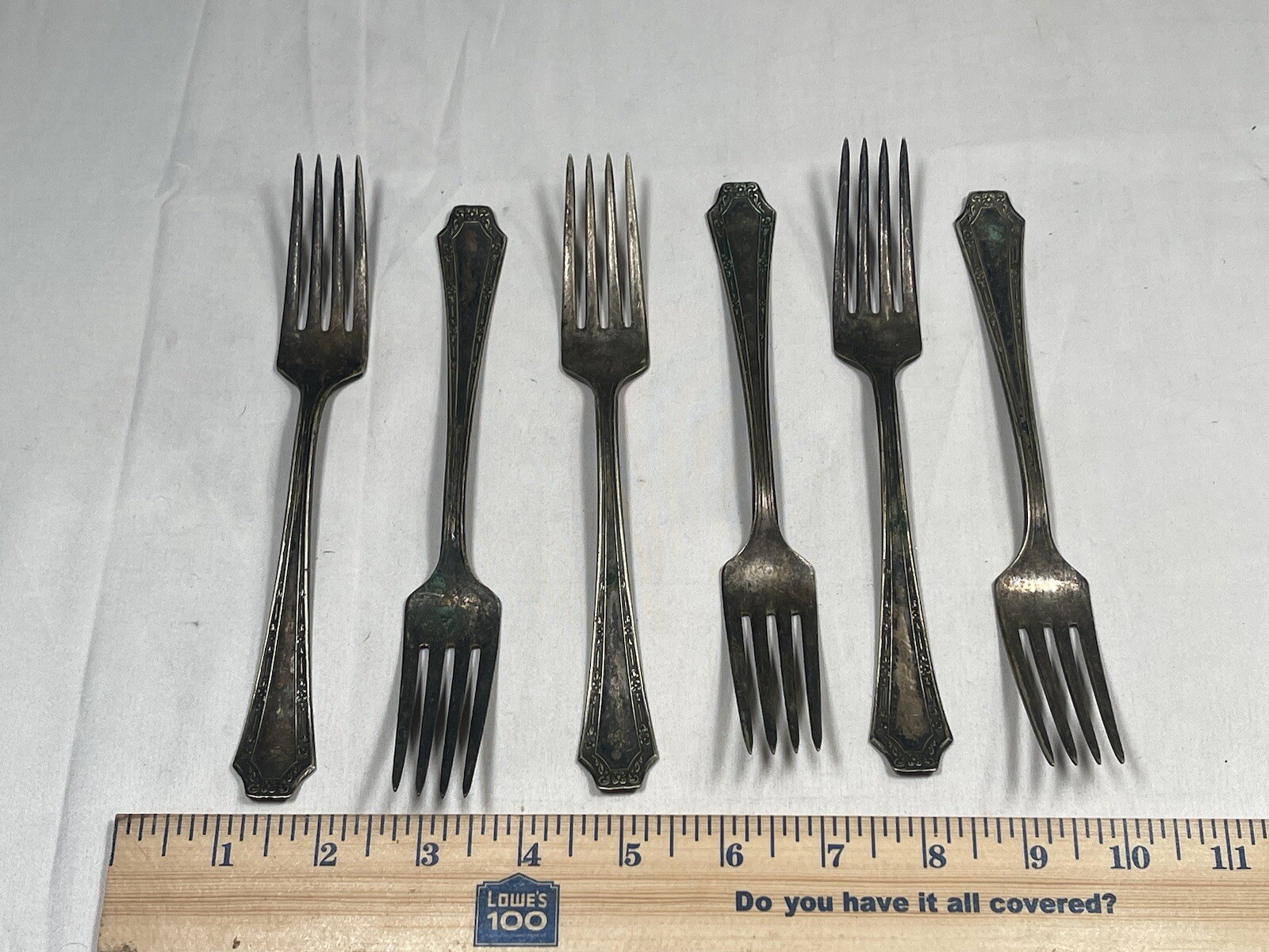 CWO Fairfield Forks Silver Plate Tarnished Silverware 6pcs RARE Antique 1915